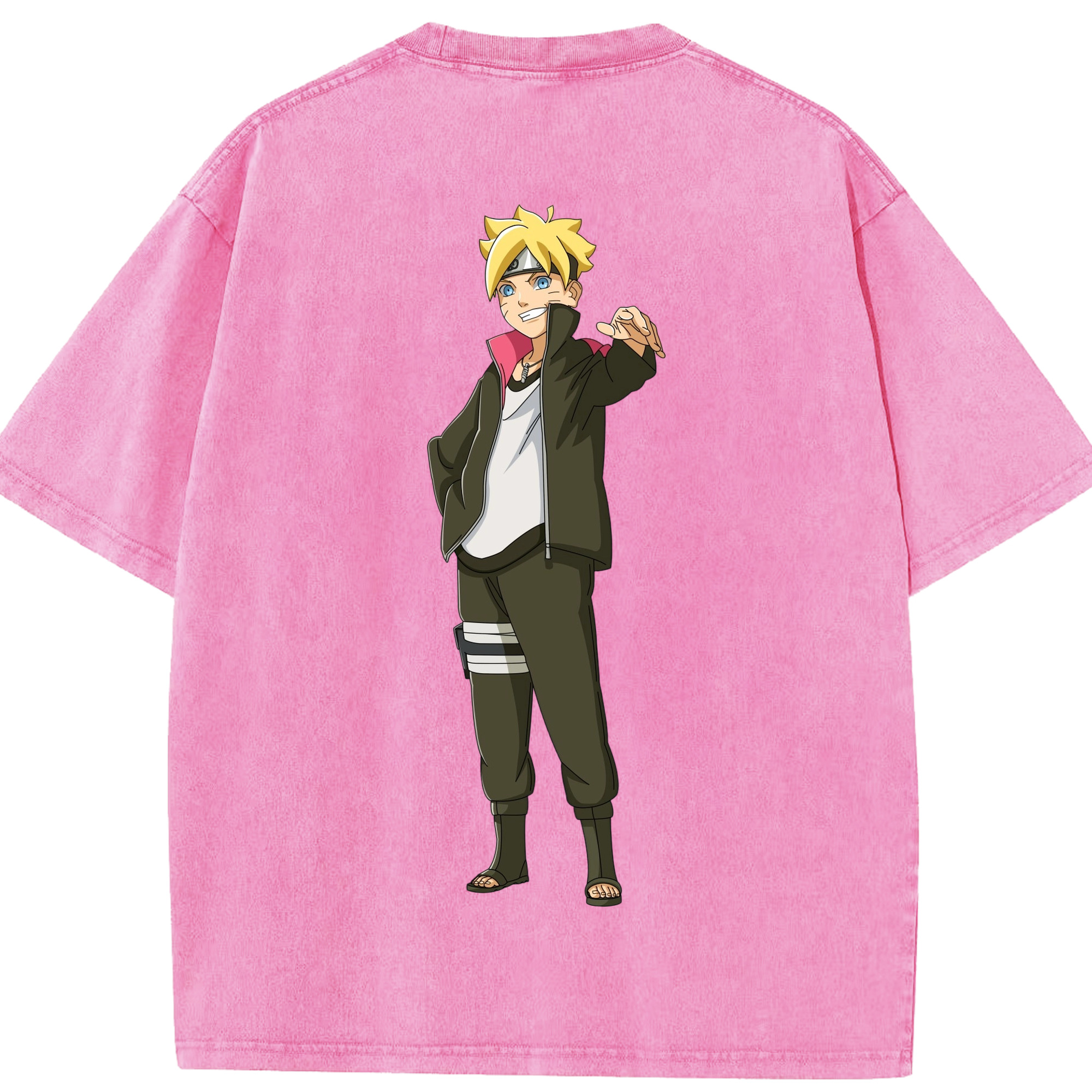 （画像用） NARUTO -ナルト- うずまき ボルト Uzumaki Boruto 綿100% ヴィンテージ風 半袖Tシャツ（背面プリント）